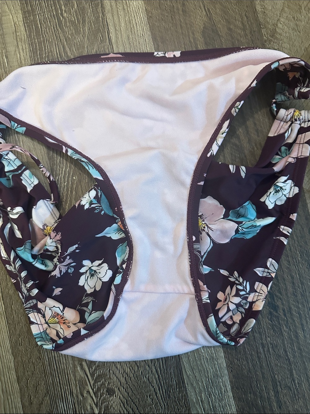Kona Sol Floral Bikini Set in Plum with Pink & Teal Accents - Picture 3 of 3